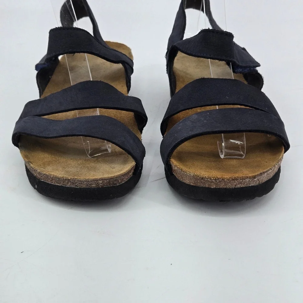Naot Kayla Black Matte Strappy Cork Wedge Comfort Slingback Sandals Size EU 39